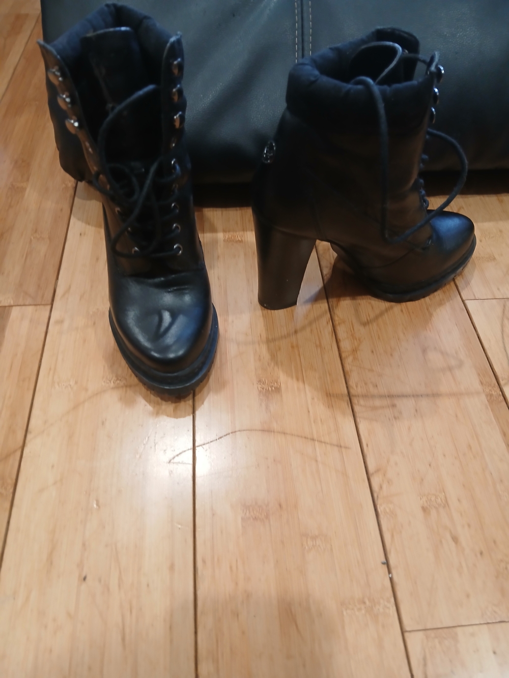 Women's Black High-Heel Lace-Up Ankle Boots